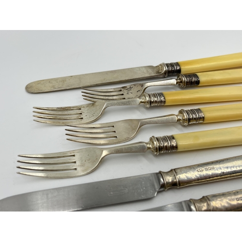 2261 - Seventeen pieces of hallmarked sterling silver cutlery to include three Georgian Robert Gray Scottis... 