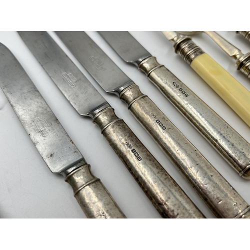 2261 - Seventeen pieces of hallmarked sterling silver cutlery to include three Georgian Robert Gray Scottis... 