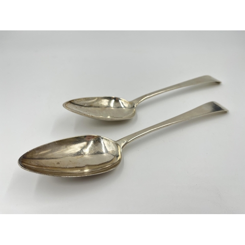 2268 - A pair of George III John Zeigler hallmarked Edinburgh silver table spoons, dated 1806 - approx. gro... 