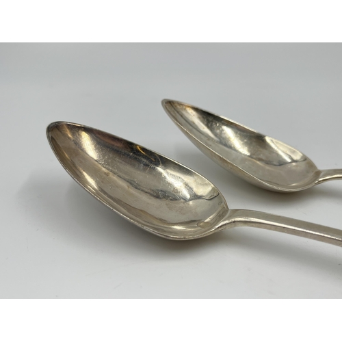 2268 - A pair of George III John Zeigler hallmarked Edinburgh silver table spoons, dated 1806 - approx. gro... 