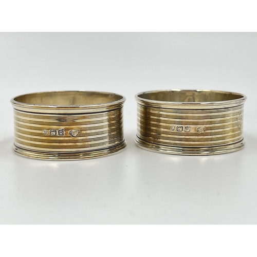 2272 - A pair of Adie Brothers Ltd hallmarked Birmingham silver napkin rings, one dated 1901 - approx. gros... 