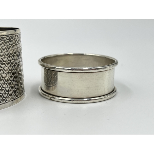 2277 - Three hallmarked Birmingham silver napkin rings - approx. gross weight 58 grams