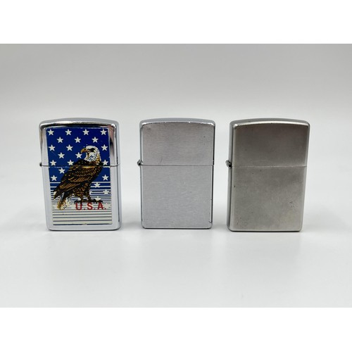 2364 - Three Zippo cigarette lighters