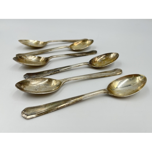 1252 - A cased set of six hallmarked Birmingham silver teaspoons, dated 1942, Rd No. 796343 - approx. gross... 