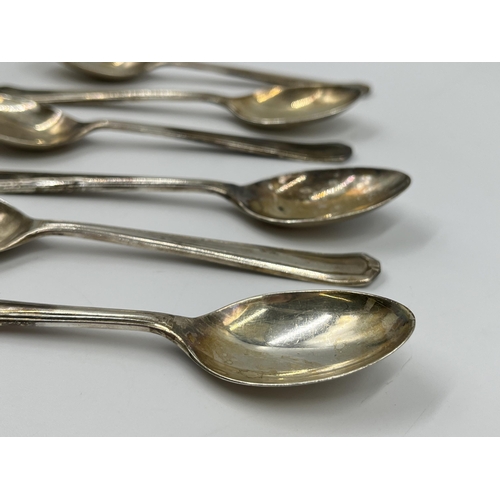 1252 - A cased set of six hallmarked Birmingham silver teaspoons, dated 1942, Rd No. 796343 - approx. gross... 