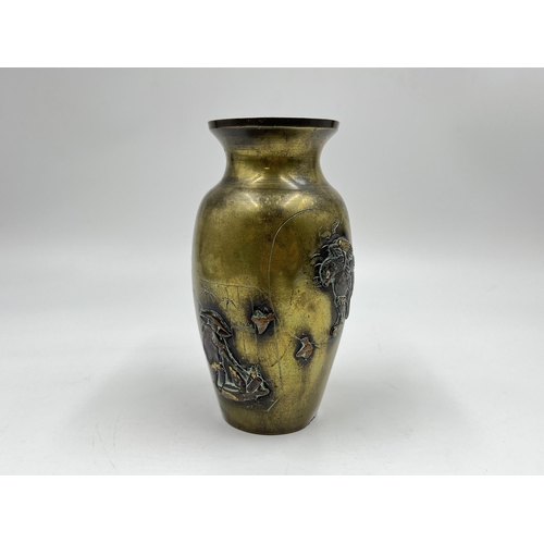 1257 - A Japanese Meiji period bronze vase - approx. 12cm high