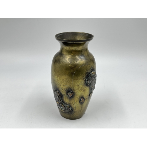 1257 - A Japanese Meiji period bronze vase - approx. 12cm high