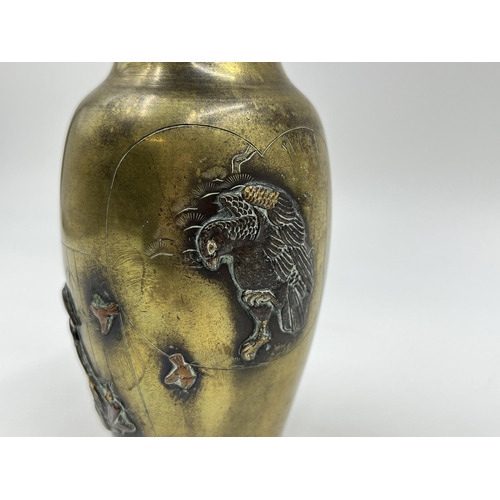 1257 - A Japanese Meiji period bronze vase - approx. 12cm high