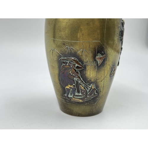 1257 - A Japanese Meiji period bronze vase - approx. 12cm high