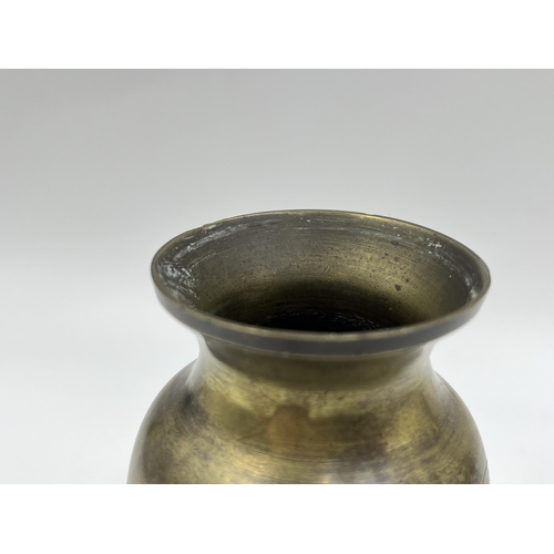 1257 - A Japanese Meiji period bronze vase - approx. 12cm high