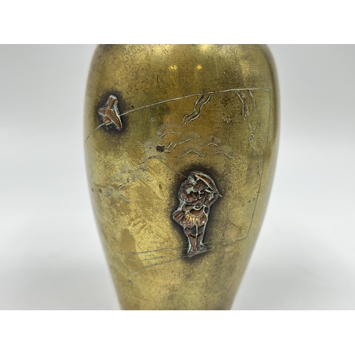 1257 - A Japanese Meiji period bronze vase - approx. 12cm high