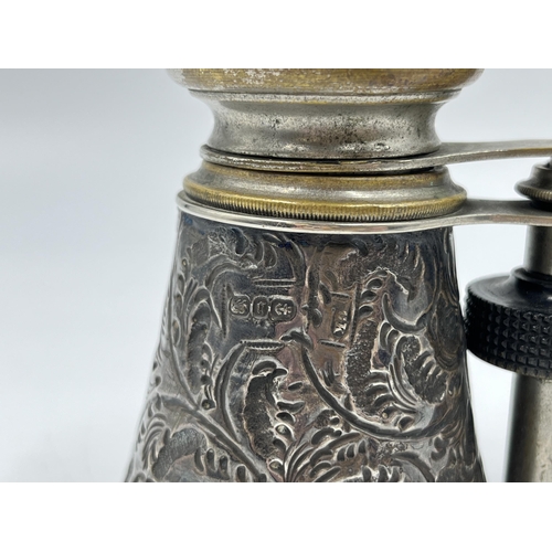 1248 - A pair of Victorian hallmarked Birmingham silver binoculars, dated 1895 - approx. 12cm wide x 8cm cl... 