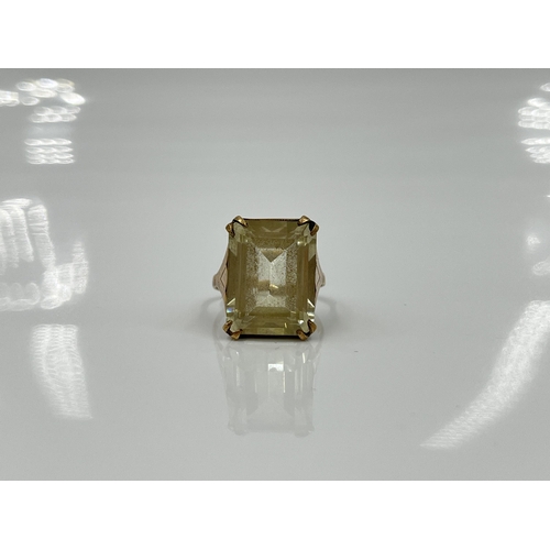 1123 - A yellow metal citrine cocktail ring, size L - approx. gross weight 5 grams