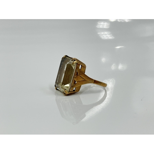 1123 - A yellow metal citrine cocktail ring, size L - approx. gross weight 5 grams