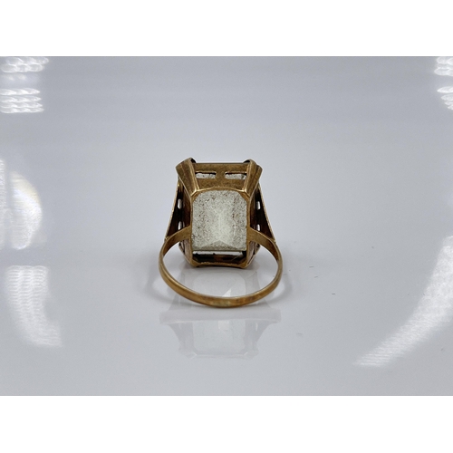 1123 - A yellow metal citrine cocktail ring, size L - approx. gross weight 5 grams