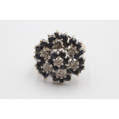 1014 - A 9ct gold diamond and sapphire dress ring, size P½ - approx. gross weight 6.1 grams