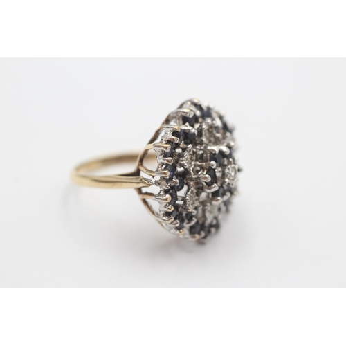 1014 - A 9ct gold diamond and sapphire dress ring, size P½ - approx. gross weight 6.1 grams