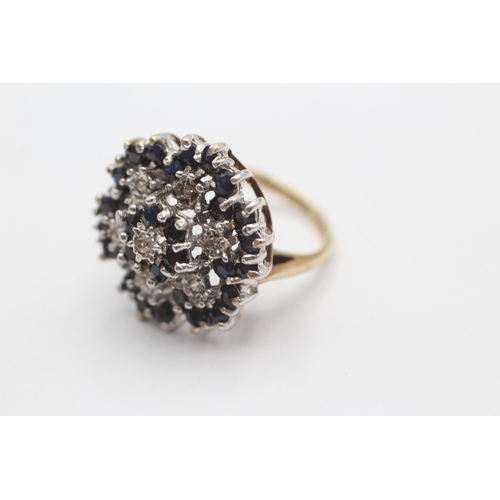 1014 - A 9ct gold diamond and sapphire dress ring, size P½ - approx. gross weight 6.1 grams