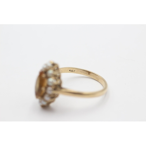 1019 - A 9ct gold citrine and pearl ring, size Q½ - approx. gross weight 3.5 grams