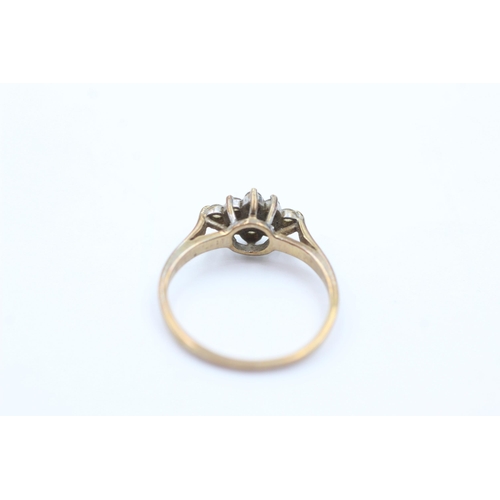 1051 - A 9ct gold sapphire and CZ ring, size J½ - approx. gross weight 1.4 grams