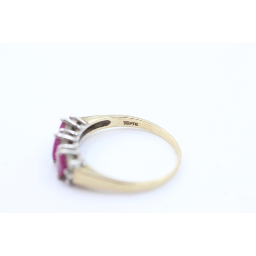 1054 - A 9ct gold ruby and diamond ring, size T½ - approx. gross weight 3.1 grams