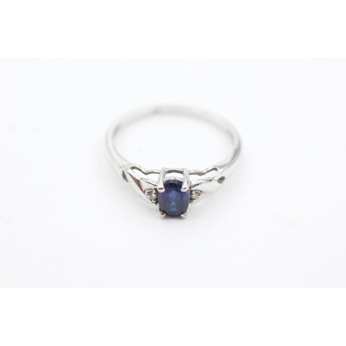 1056 - A 9ct white gold sapphire and diamond ring, size M½ - approx. gross weight 1.5 grams