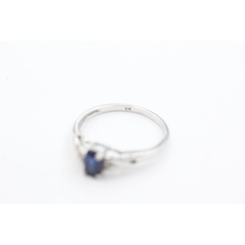 1056 - A 9ct white gold sapphire and diamond ring, size M½ - approx. gross weight 1.5 grams