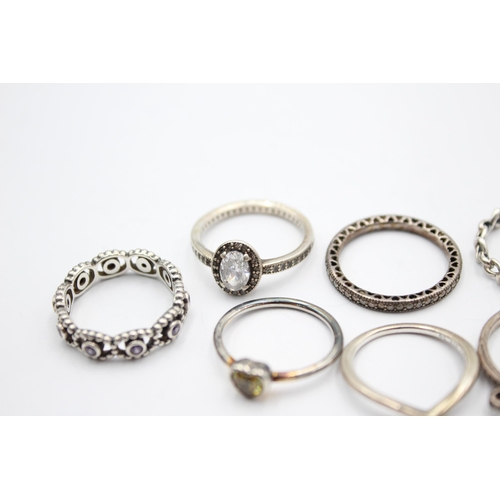 1086 - Eight Pandora .925 silver rings - approx. gross weight 18 grams