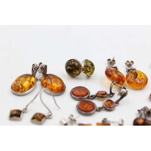 1096 - Ten pieces of .925 silver amber jewellery to include pendants, earrings etc. - approx. gross weight ... 