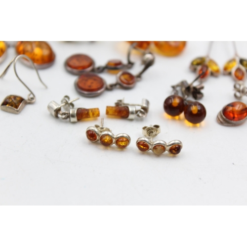 1096 - Ten pieces of .925 silver amber jewellery to include pendants, earrings etc. - approx. gross weight ... 