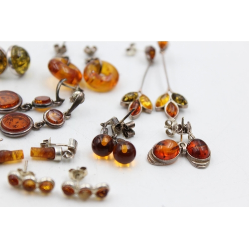 1096 - Ten pieces of .925 silver amber jewellery to include pendants, earrings etc. - approx. gross weight ... 