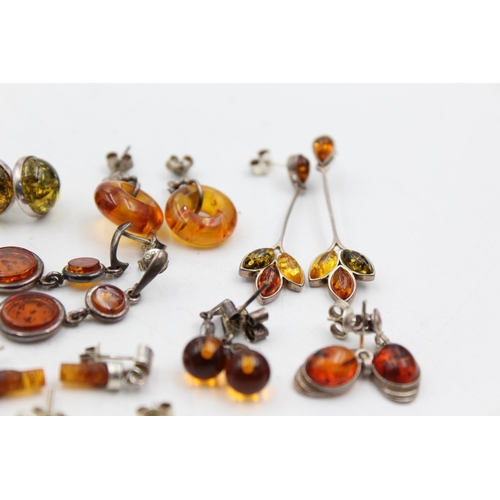 1096 - Ten pieces of .925 silver amber jewellery to include pendants, earrings etc. - approx. gross weight ... 