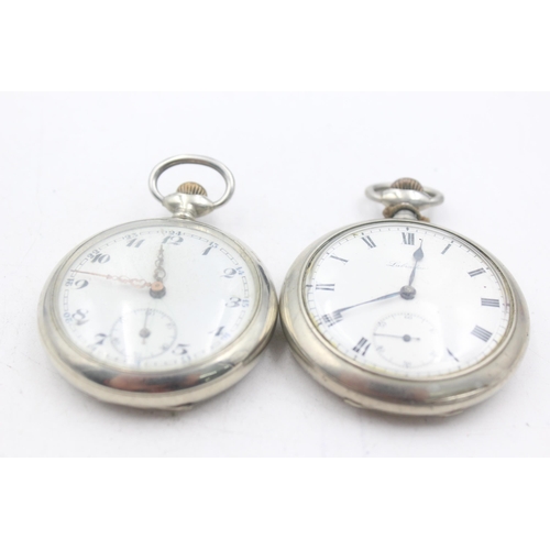 1158 - Two hand-wind pocket watches with enamel dials to include Labrador etc.