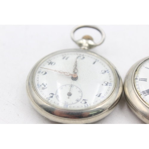 1158 - Two hand-wind pocket watches with enamel dials to include Labrador etc.