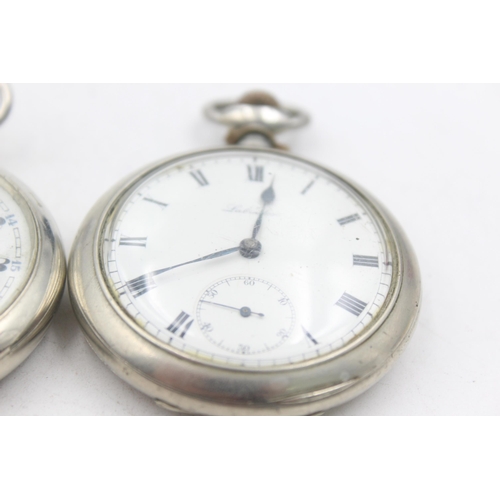 1158 - Two hand-wind pocket watches with enamel dials to include Labrador etc.