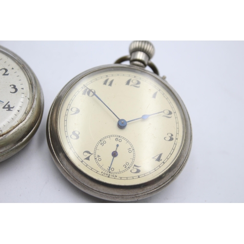 1162 - Three railway style hand-wind pocket watches to include Westclox etc.