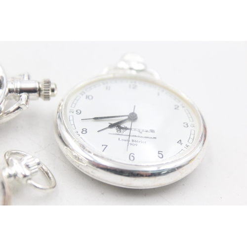 1164 - Four transport themed hand-wind pocket watches