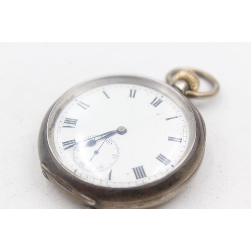 1166 - A .925 silver cased open face hand-wind pocket watch with S & Co. Peerless Swiss made movement - app... 