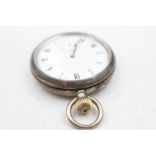 1166 - A .925 silver cased open face hand-wind pocket watch with S & Co. Peerless Swiss made movement - app... 