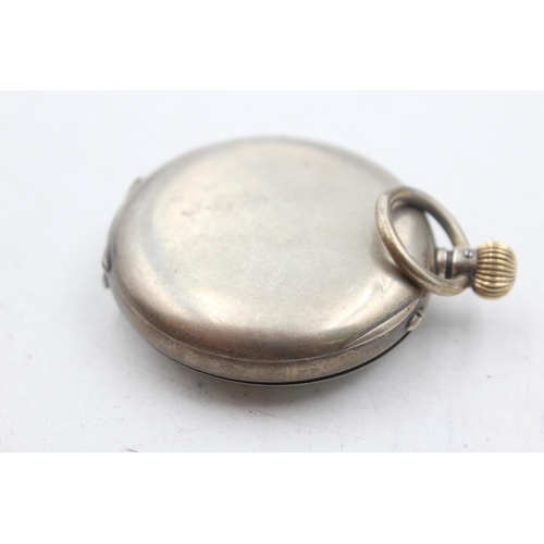 1166 - A .925 silver cased open face hand-wind pocket watch with S & Co. Peerless Swiss made movement - app... 