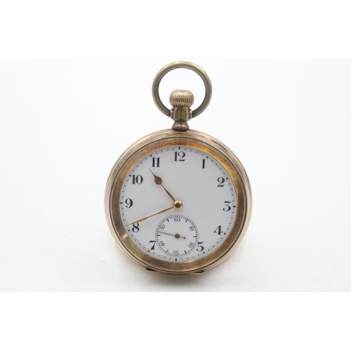 1167 - A rolled gold open face hand-wind pocket watch - approx. gross weight 102 grams