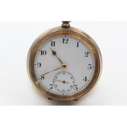 1167 - A rolled gold open face hand-wind pocket watch - approx. gross weight 102 grams