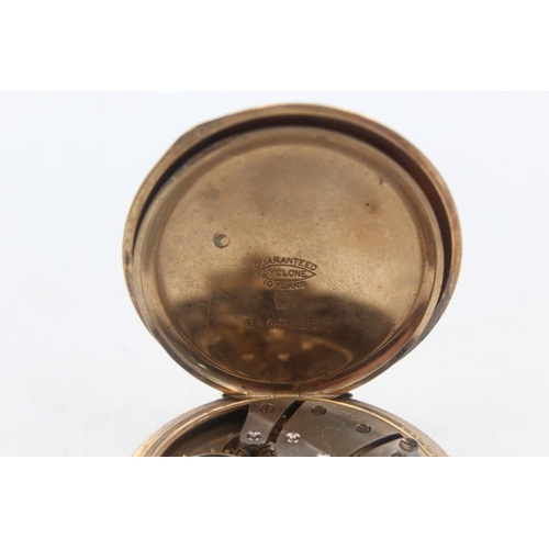 1167 - A rolled gold open face hand-wind pocket watch - approx. gross weight 102 grams