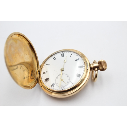 1168 - A vintage Cudos rolled gold hand-wind full hunter pocket watch - approx. gross weight 104 grams