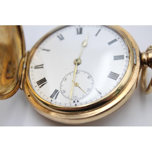 1168 - A vintage Cudos rolled gold hand-wind full hunter pocket watch - approx. gross weight 104 grams