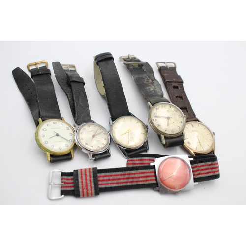 1172 - Six vintage mechanical men's wristwatches to include Sorna, Timex etc.