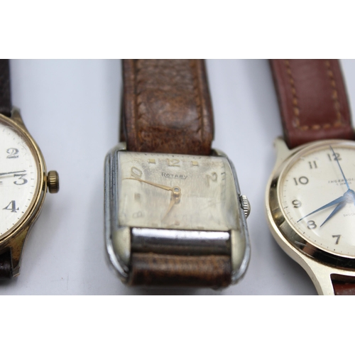 1185 - Five vintage mechanical men's wristwatches to include Rotary, Ingersoll etc.