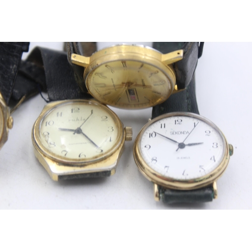 1190 - Six vintage mechanical men's wristwatches to include Montine, Timex etc.