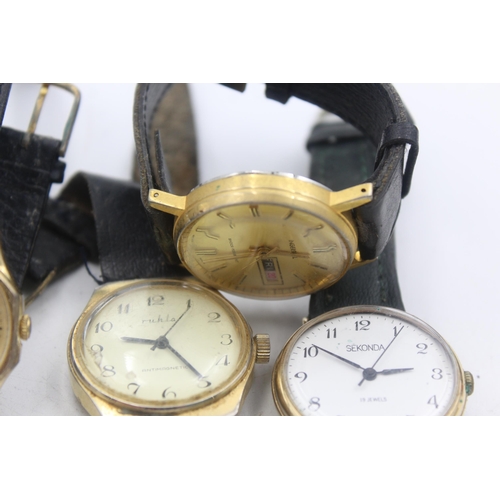 1190 - Six vintage mechanical men's wristwatches to include Montine, Timex etc.