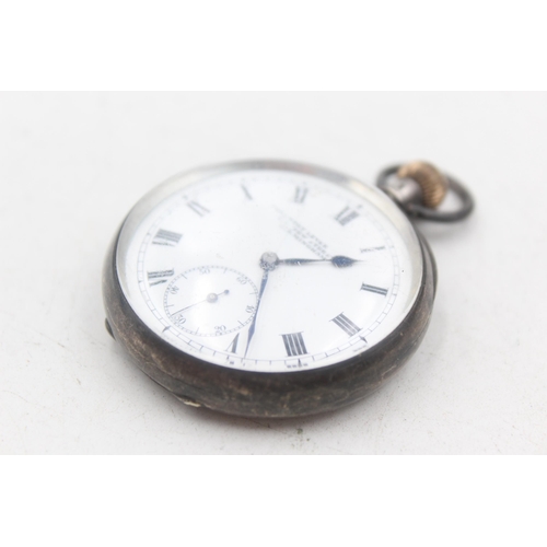 1198 - A .935 silver cased open face hand-wind pocket watch - approx. gross weight 69 grams